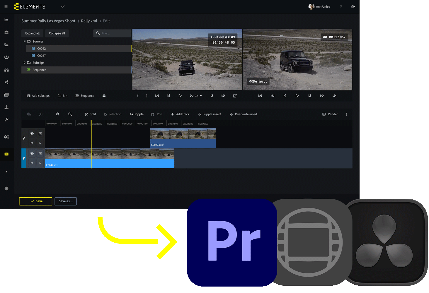 編集者向けに映像を準備する